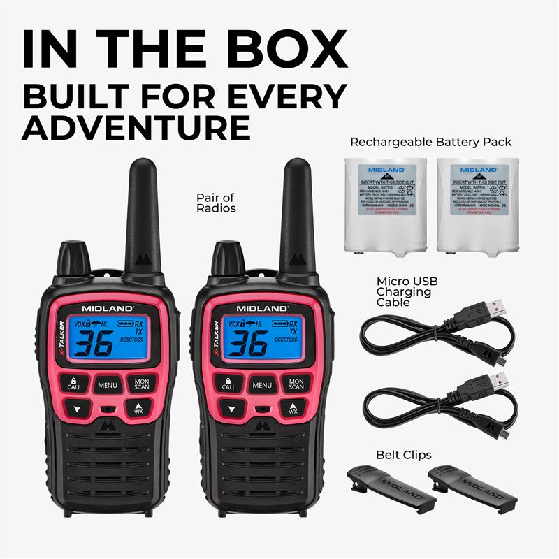 T71PNK Pink Walkie Talkie 2-Pack | Midland Radio – MIDLAND