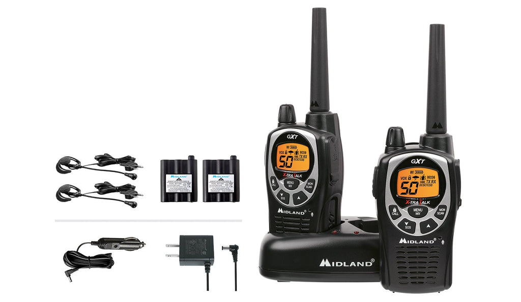 Midland GXT1000VP4 50 Channel GMRS Two-Way Radio Up to 36 Mile Range Walkie Talkie Black Silver (Pack of 6) - 1
