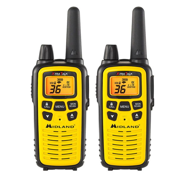 Midland 36 Channel FRS Two-Way Radio Long Range Walkie Talkie, 121 Privacy Codes, NOAA Weather Scan   Alert (Yellow Black, 3-Pack) - 1